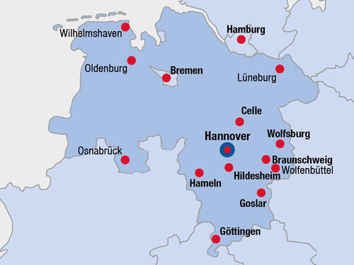Hannover - zentrale Lage in Niedersachsen Hannover - zentrale Lage in Niedersachsen