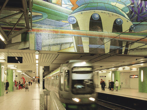 An underground driving into the station. An underground driving into the station.
